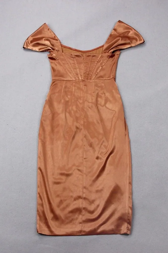 Leona Bodycon Dress - Tan Brown