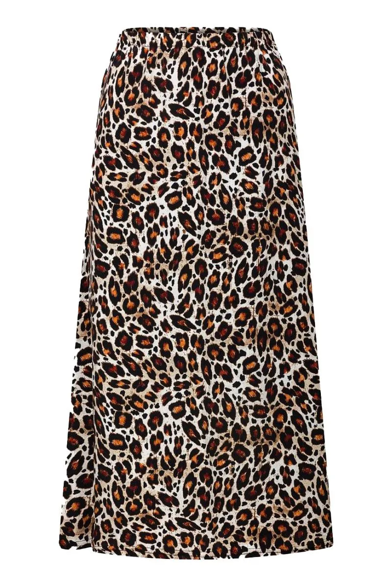 Leopard Print Midi Skirt