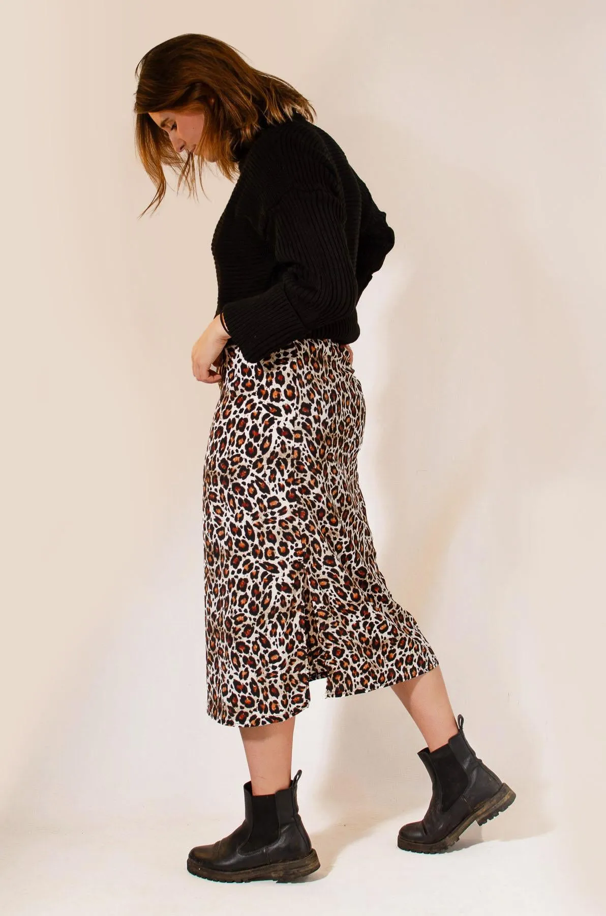 Leopard Print Midi Skirt