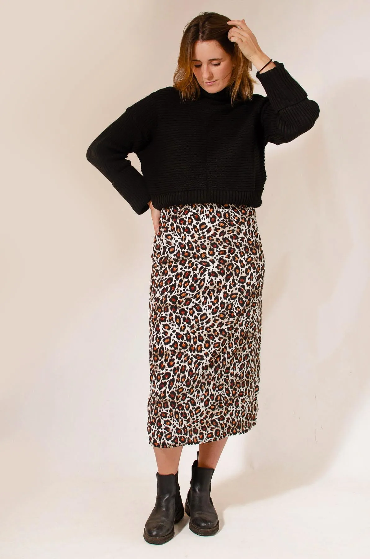 Leopard Print Midi Skirt