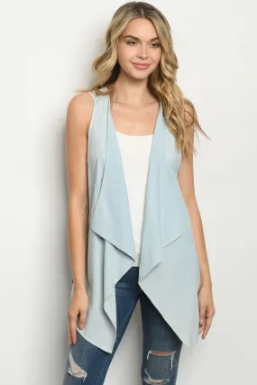 Light Blue Denim Cardigan Vest