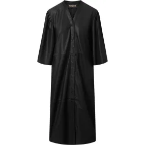 Long shirt/dress in lovely and soft leather quality / 50610 - Black (Nero)