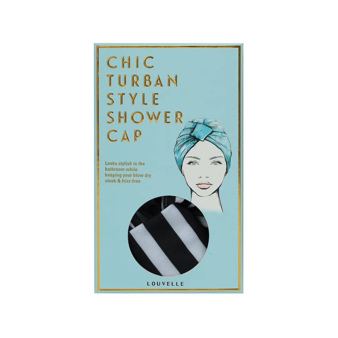 Louvelle Amelie Shower Cap In Monochrome Stripe