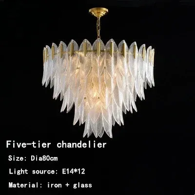 Luxury Crystal Leaf Suspension Lamp by Mansion - Modern Multi-Layer Glass Pendant