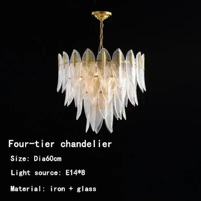 Luxury Crystal Leaf Suspension Lamp by Mansion - Modern Multi-Layer Glass Pendant