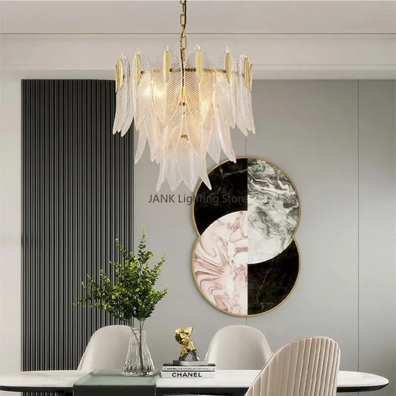 Luxury Crystal Leaf Suspension Lamp by Mansion - Modern Multi-Layer Glass Pendant