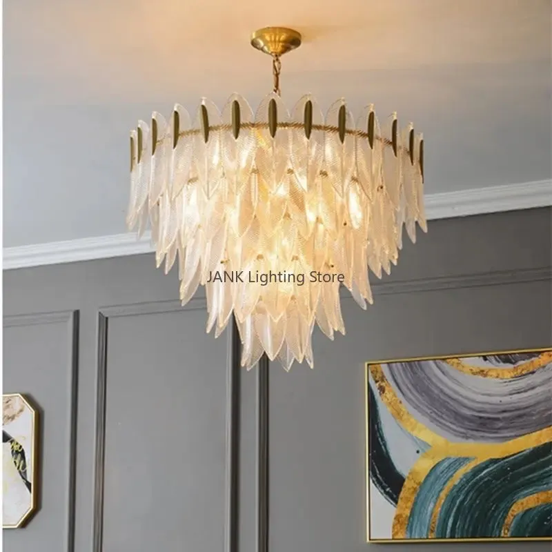 Luxury Crystal Leaf Suspension Lamp by Mansion - Modern Multi-Layer Glass Pendant