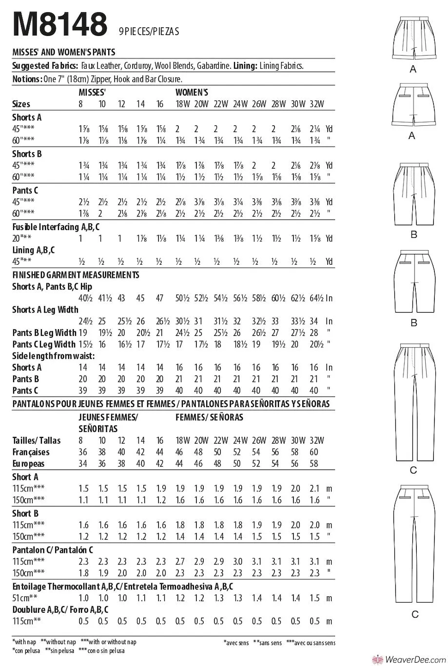 McCall's Pattern M8148 Misses' & Women's Trousers & Shorts #MercerMcCalls