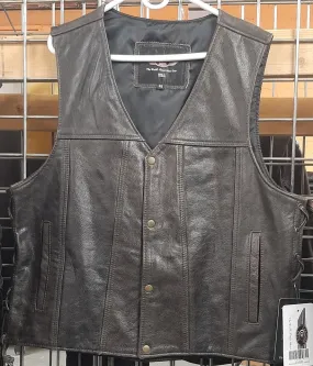 Men's Brown Leather Vest with Side Lace 167brn