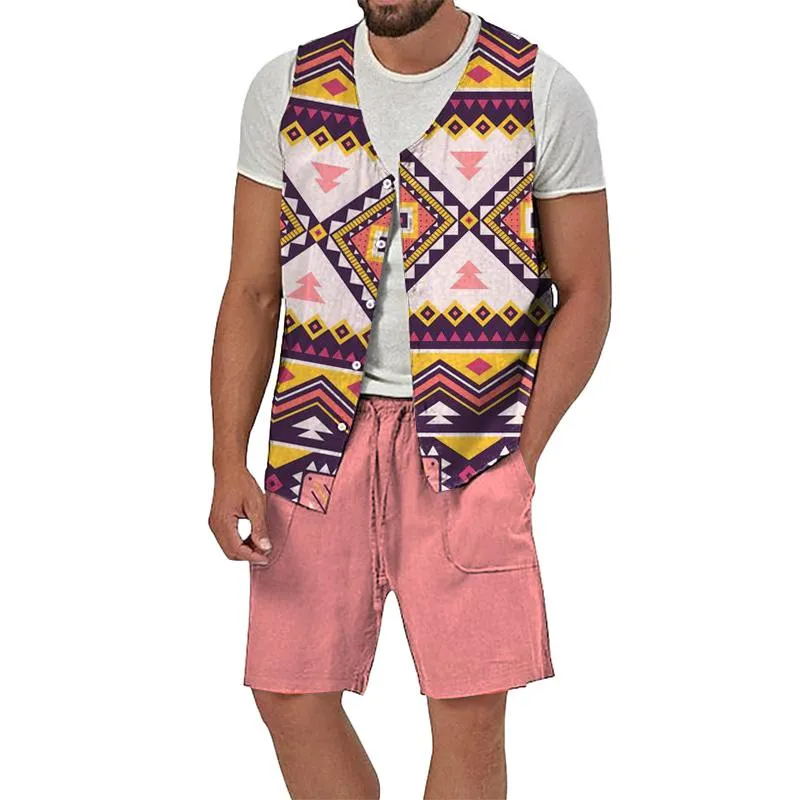 MEN'S CASUAL VERSATILE VEST AND SHORTS SET 88470116YM