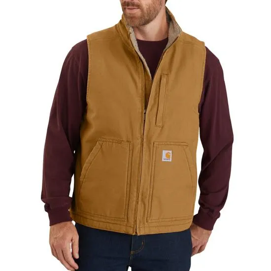 Men's Sherpa Lined Mock Neck Carhartt Brown Vest 104277 BRN