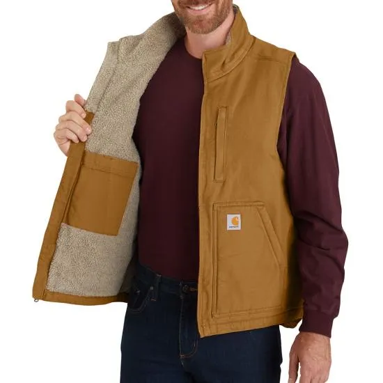 Men's Sherpa Lined Mock Neck Carhartt Brown Vest 104277 BRN