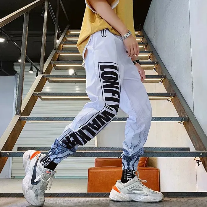 Men's Streetwear Hip hop Joggers Pants Loose Harem Pants Ankle Length Trousers Sport Casual Letter Print Sweatpants