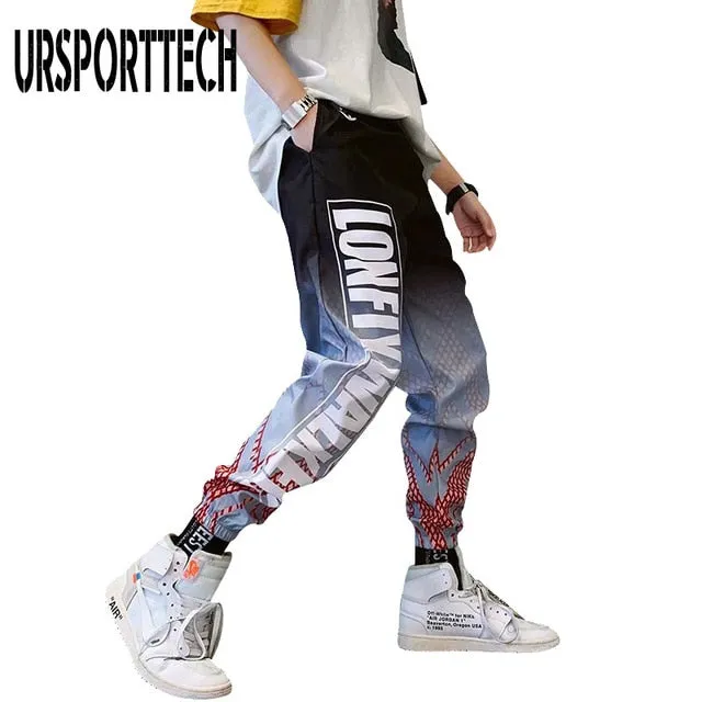 Men's Streetwear Hip hop Joggers Pants Loose Harem Pants Ankle Length Trousers Sport Casual Letter Print Sweatpants