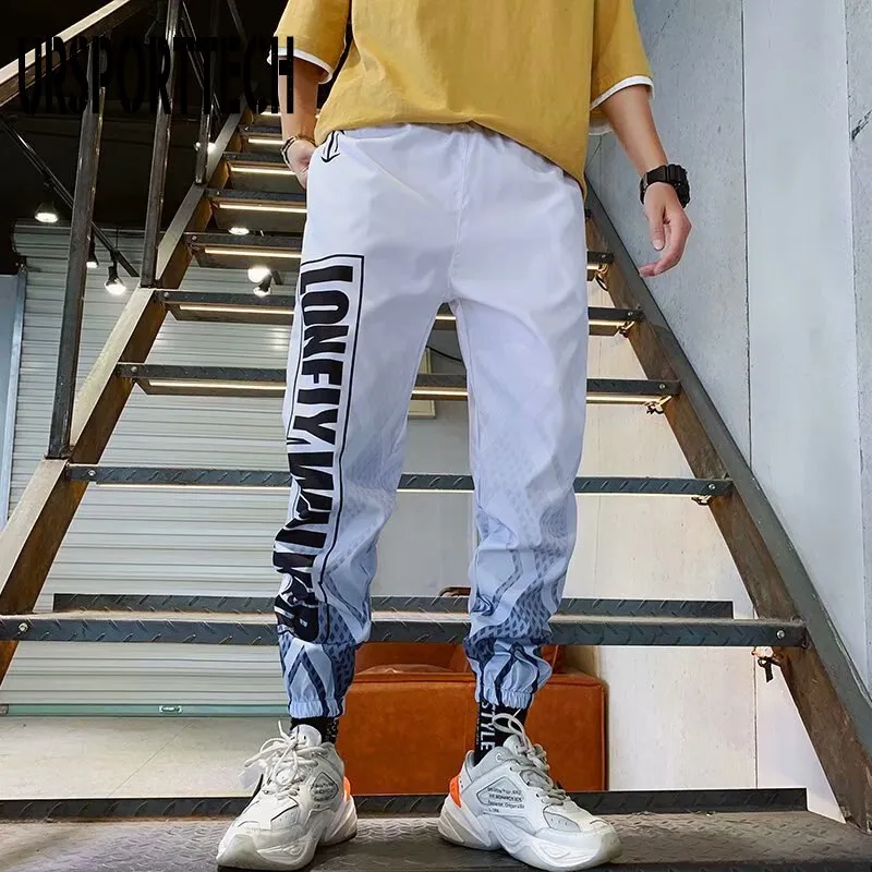 Men's Streetwear Hip hop Joggers Pants Loose Harem Pants Ankle Length Trousers Sport Casual Letter Print Sweatpants