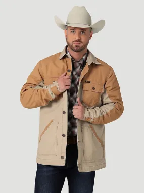 Men's Wrangler Mixed Canvas Chore Jacket Vintage Khaki