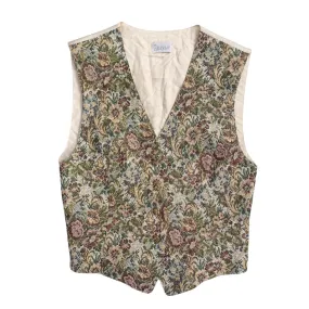 Metallic Floral Tapestry Waistcoat Vintage Cream SIZE 10