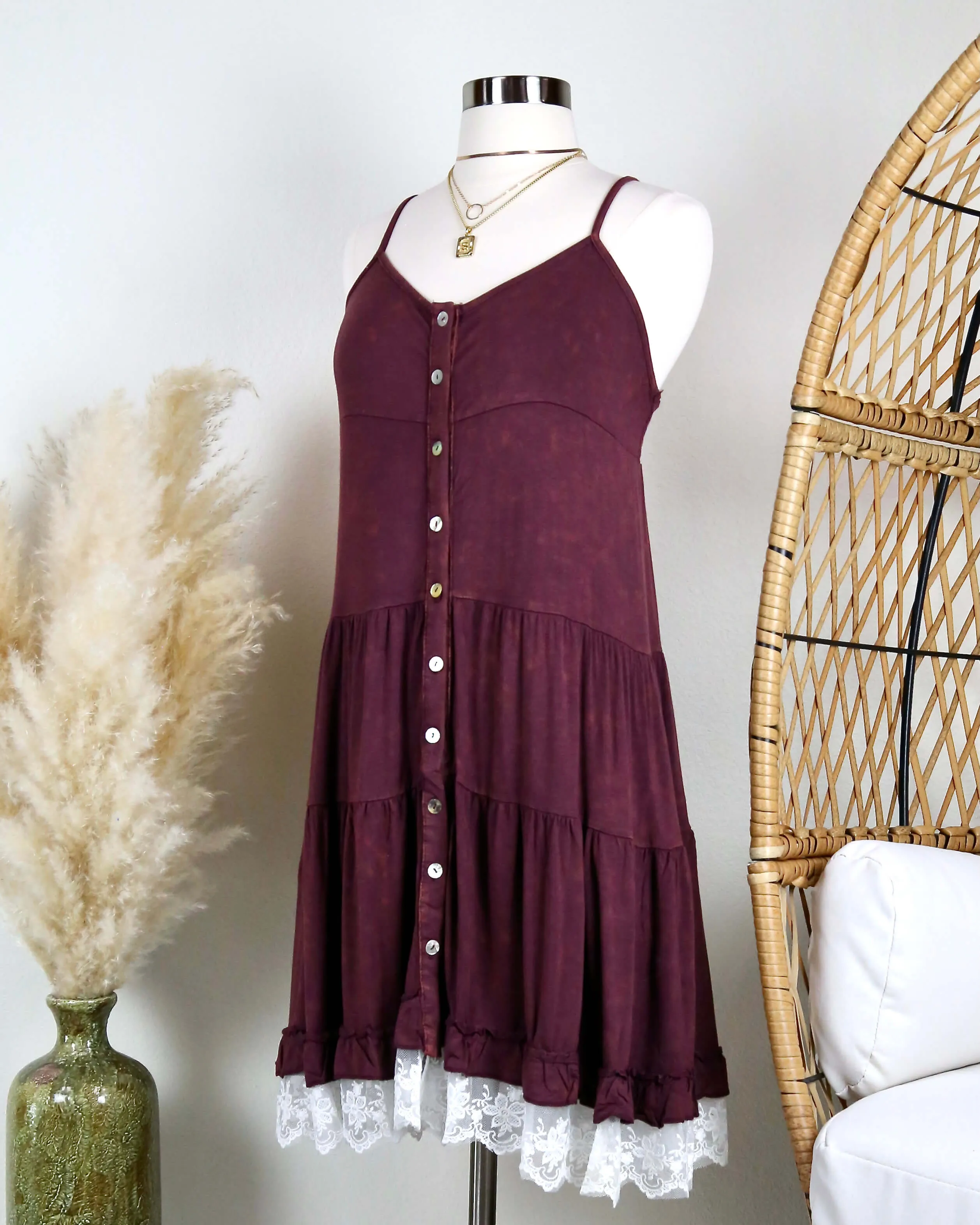 Mimosas on the Beach Dress in Vintage Burgundy