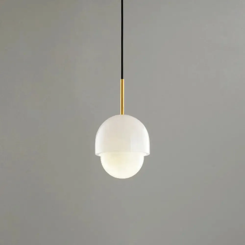 Minimalist 1-Light White Pendant Lighting Kit for Bedroom - Small Size