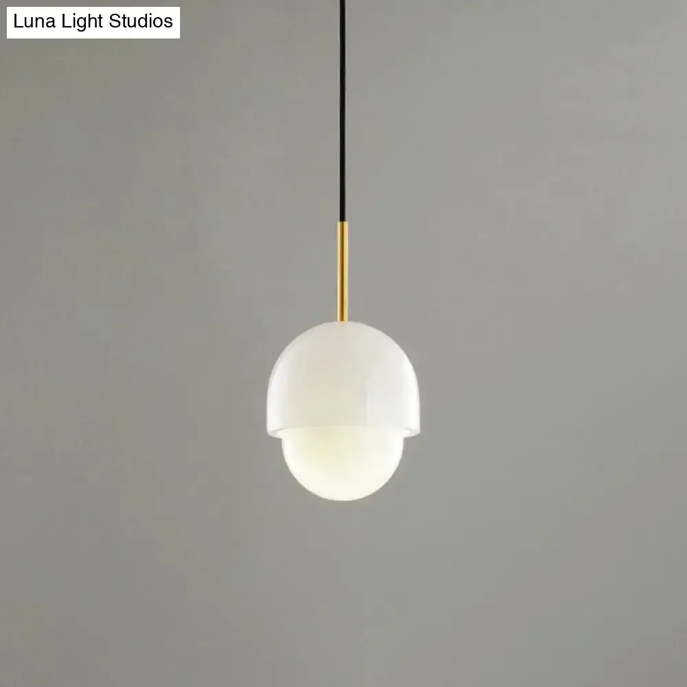 Minimalist 1-Light White Pendant Lighting Kit for Bedroom - Small Size