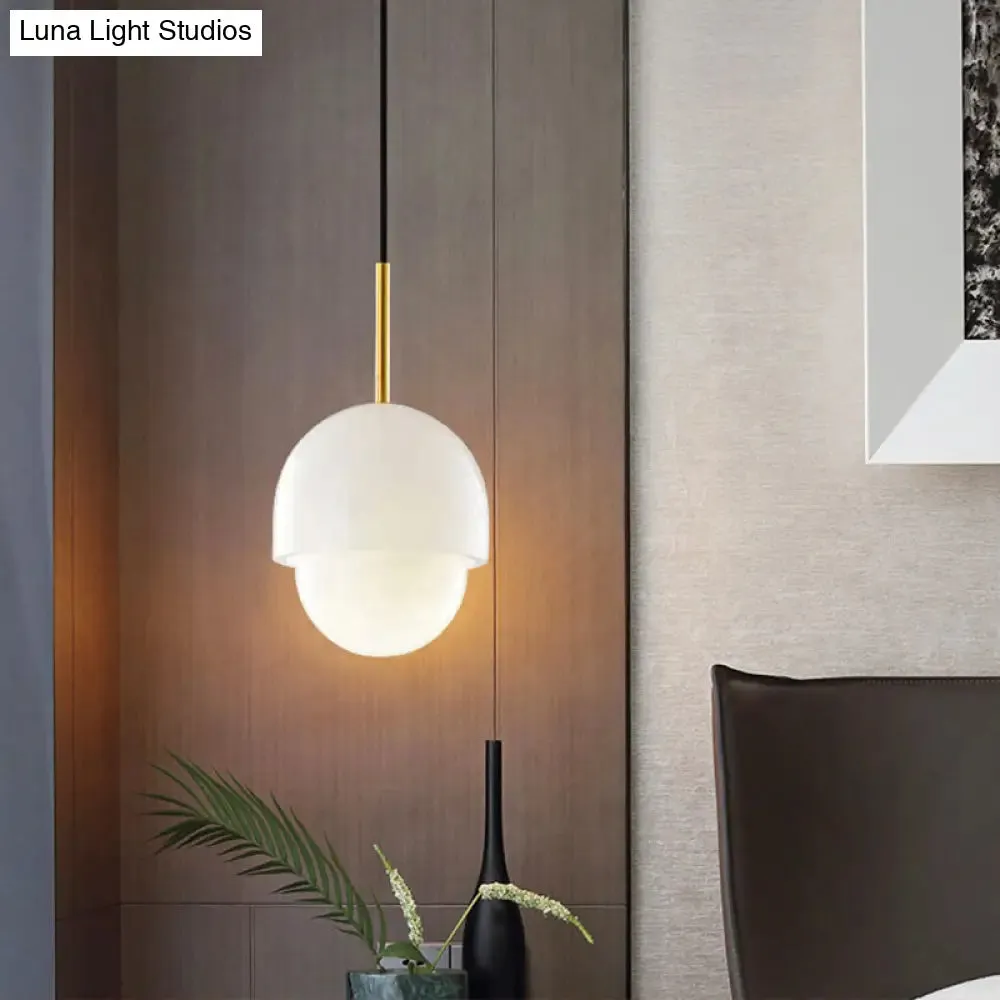 Minimalist 1-Light White Pendant Lighting Kit for Bedroom - Small Size