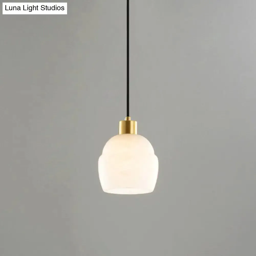 Minimalist 1-Light White Pendant Lighting Kit for Bedroom - Small Size