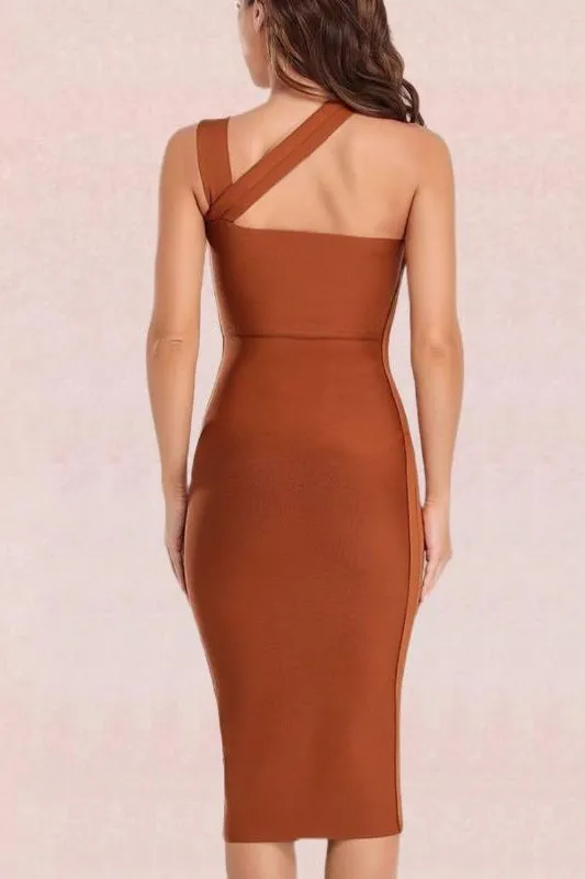 Molly Bandage Midi Dress - Tan Brown