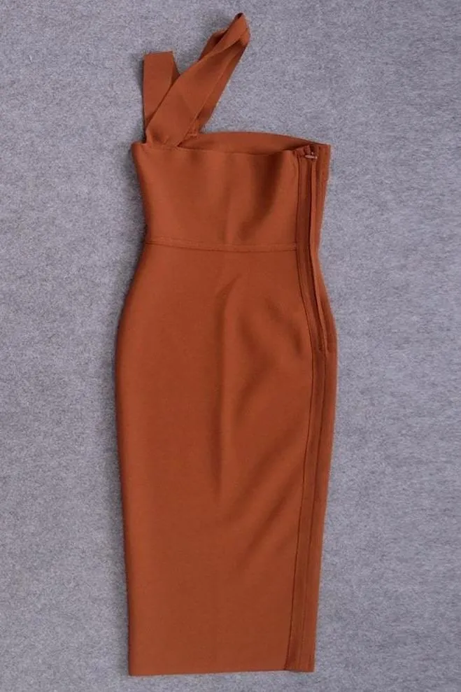 Molly Bandage Midi Dress - Tan Brown