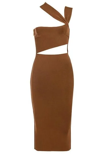 Molly Bandage Midi Dress - Tan Brown