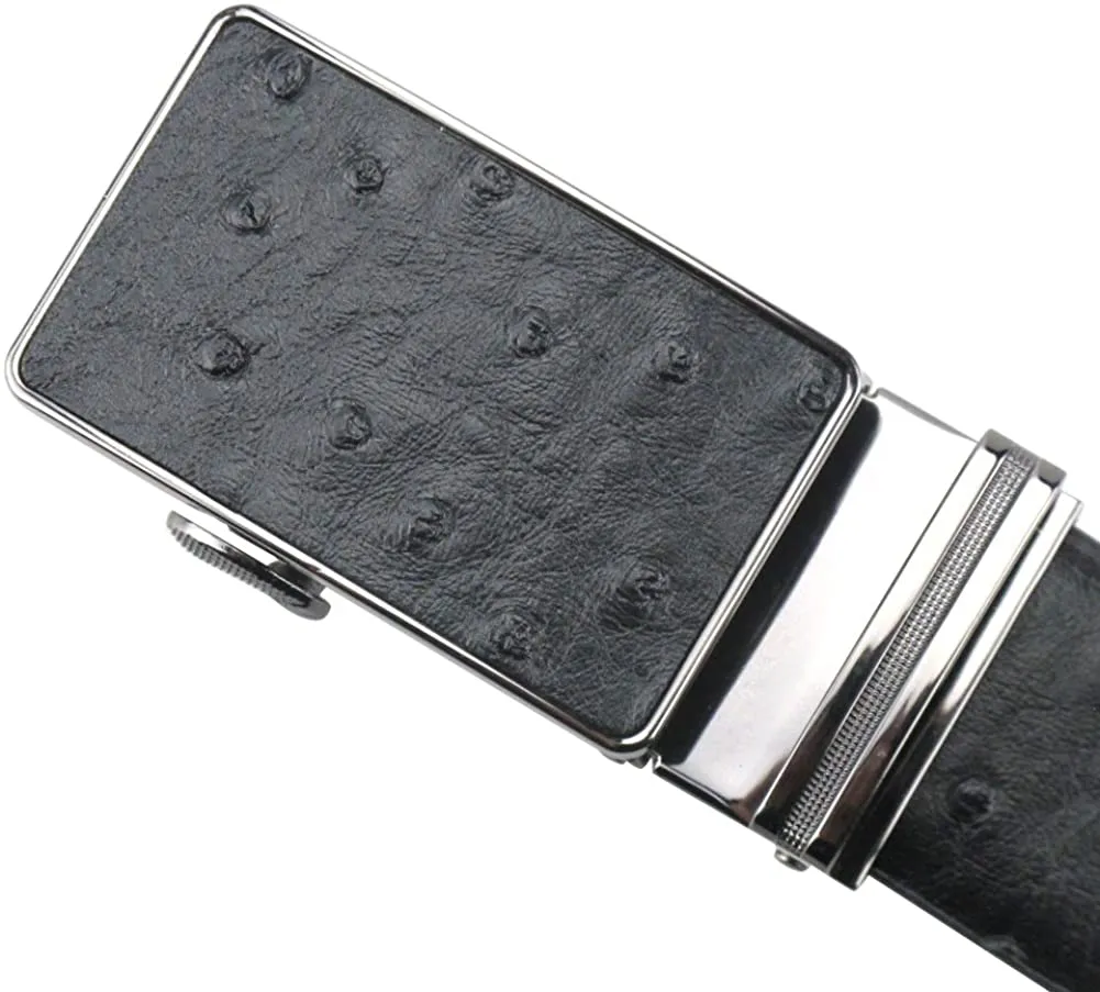 MRoyale™ Leather Ratchet Belt | Ostrich Grain | Men's 35mm Automatic Slide Buckle