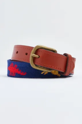 Navy Dinosaurs Needlepoint Childrens Belt