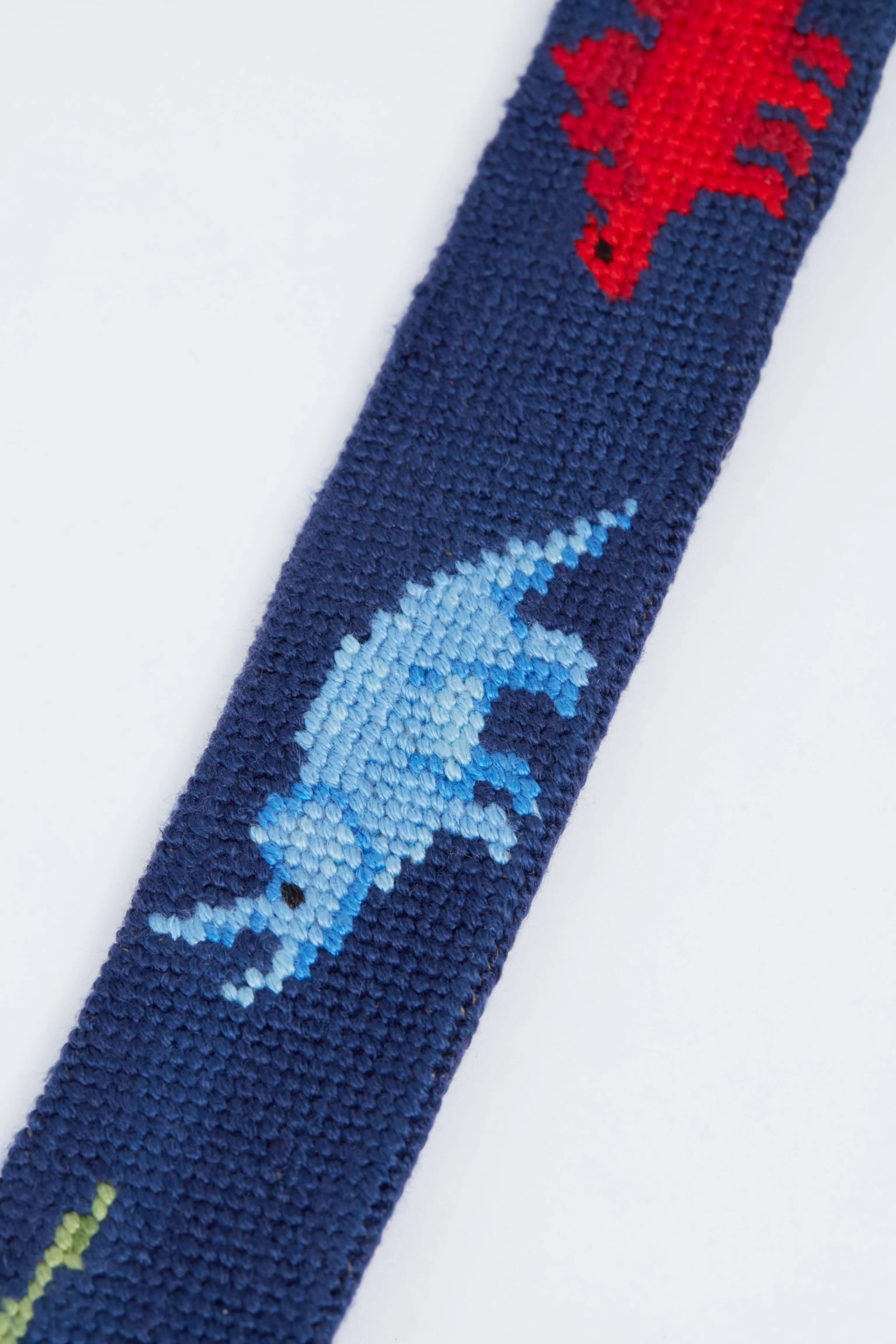 Navy Dinosaurs Needlepoint Childrens Belt