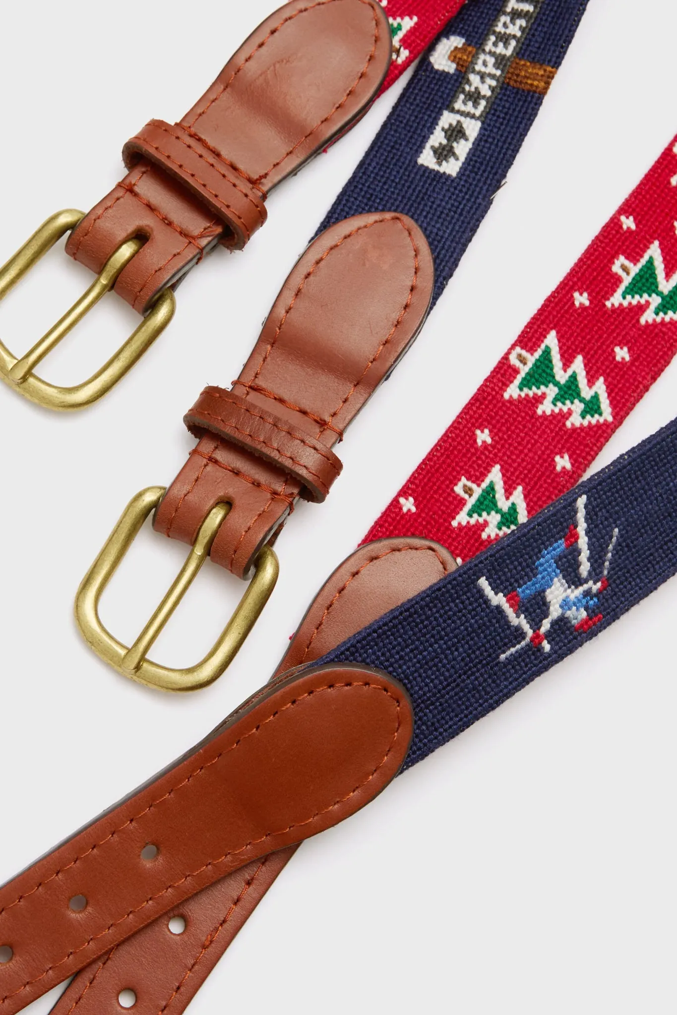 Navy Ski Life Needlepoint Belt