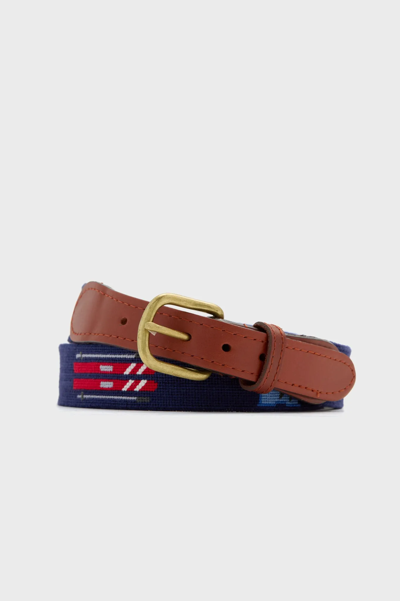 Navy Ski Life Needlepoint Belt