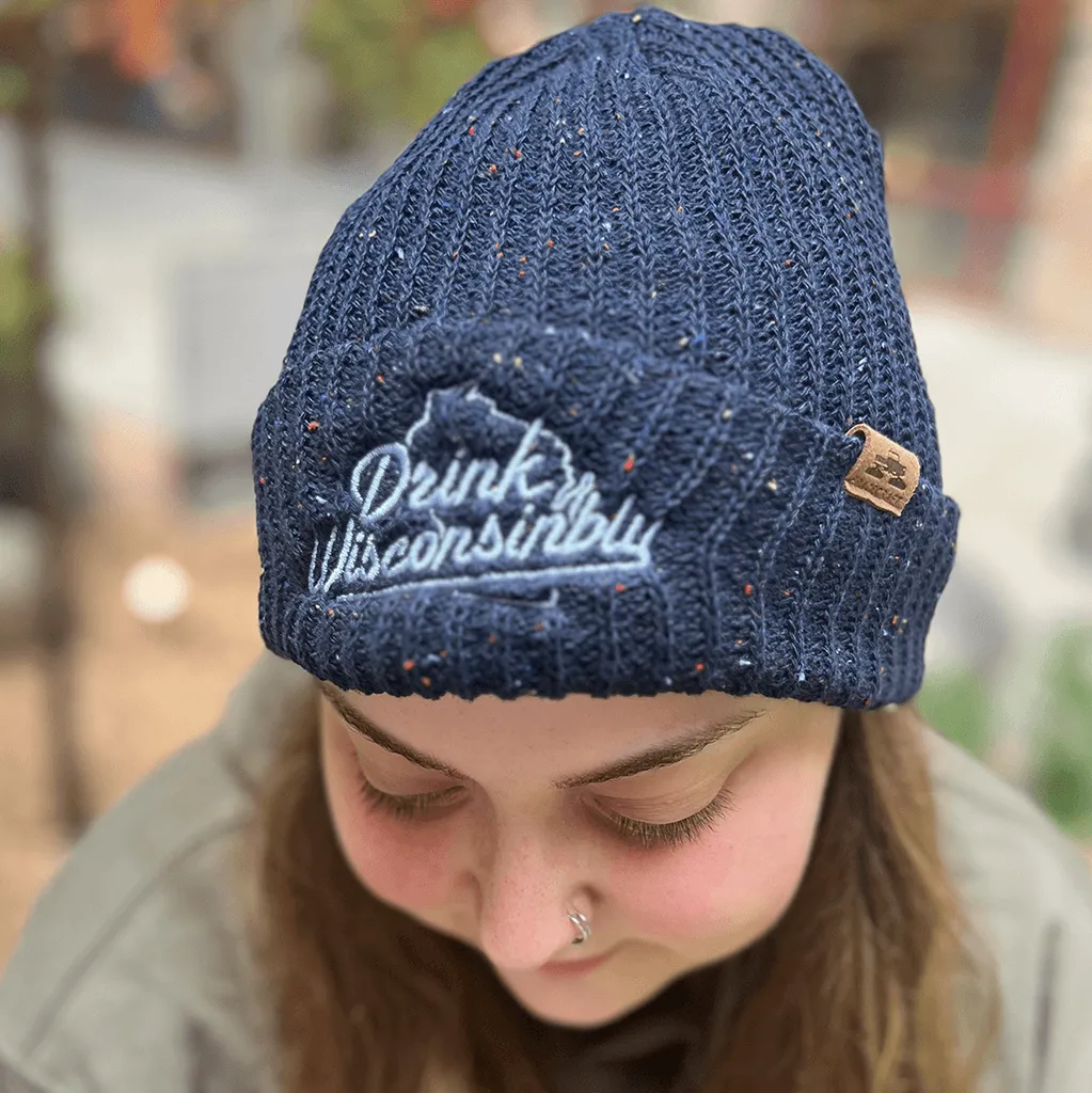 Navy Speckled Cuffed Beanie