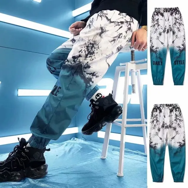 New Men's Pants Fashion Korean Style Ribbon Streetwear Harem Pants Elastic Waist Cargo Pants Men Casual Hip Hop Sweatpants Men