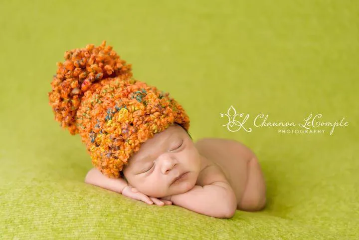 Orange Rainbow Newborn Pom Hat