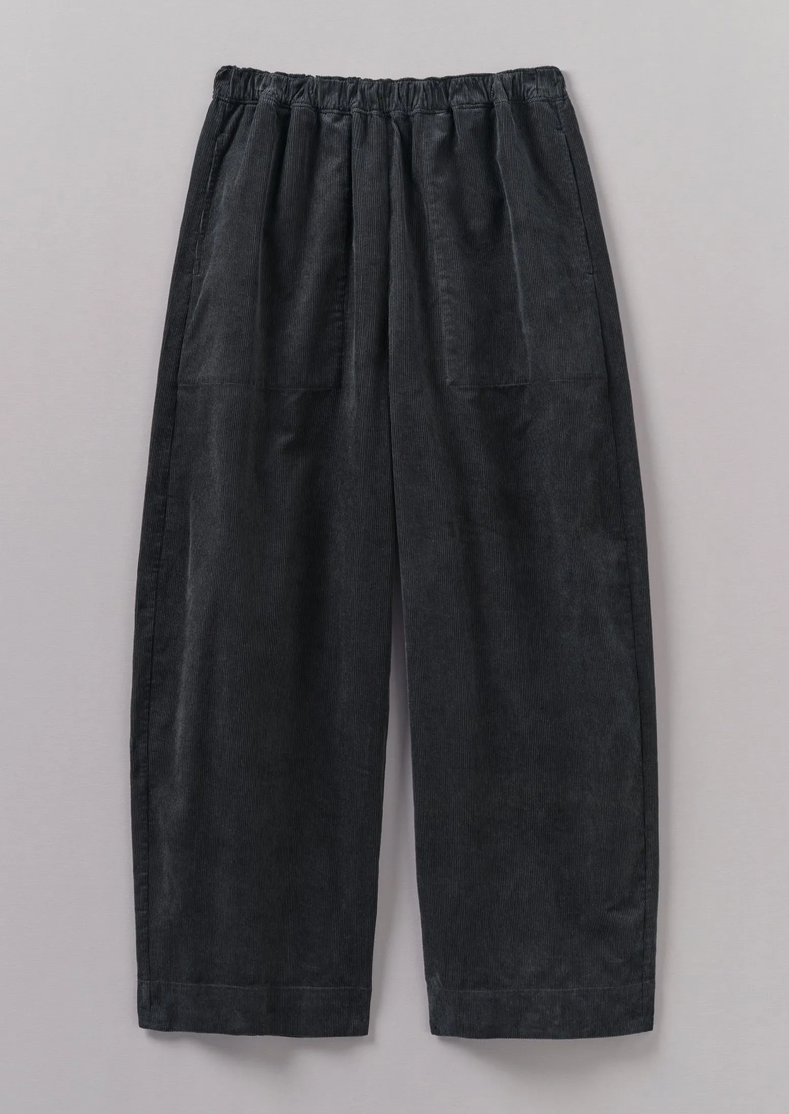 Organic Cord Barrel Leg Pants | Charcoal