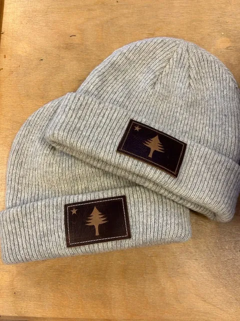 Original Maine Merino Wool Beanie with Leather Patch