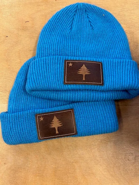 Original Maine Merino Wool Beanie with Leather Patch