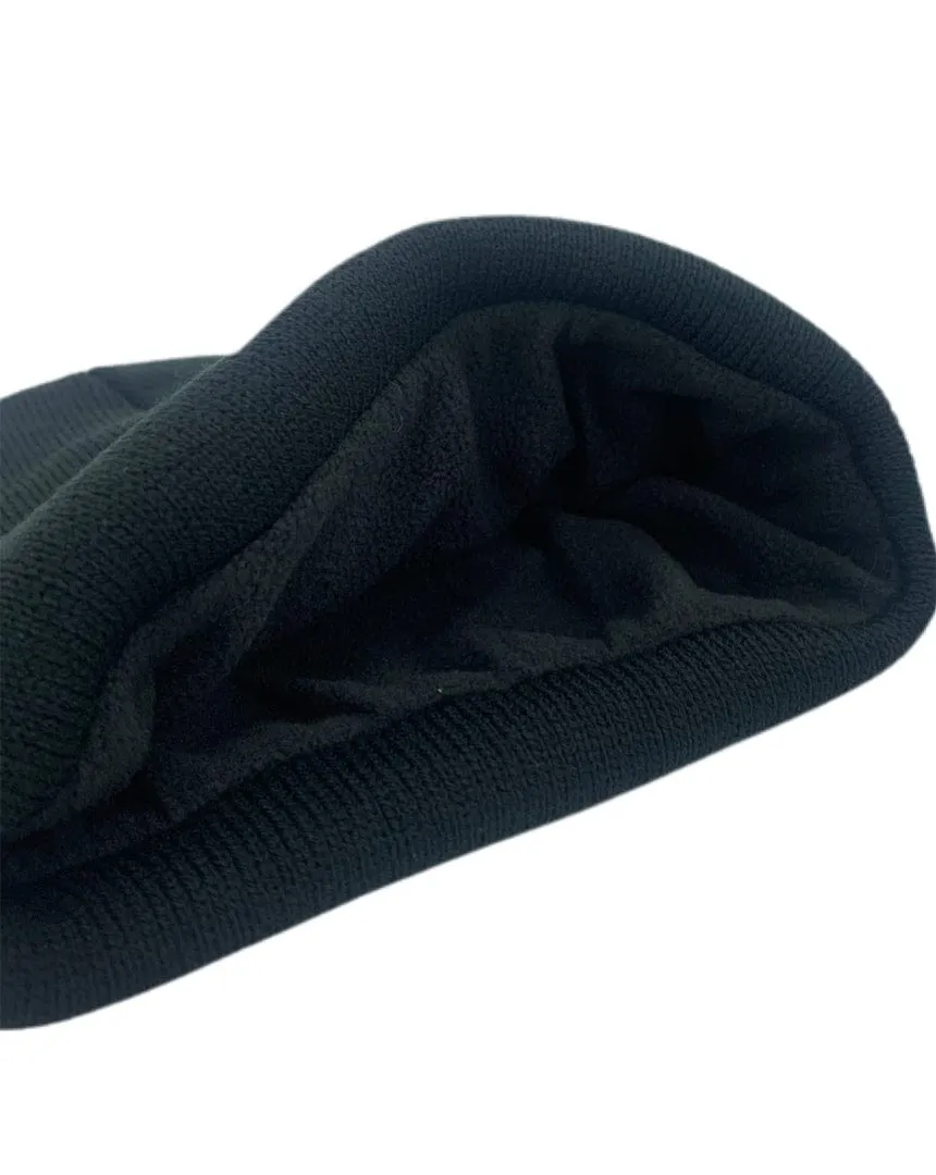 Overload Clip Tag Fleece Lined Beanie - Black