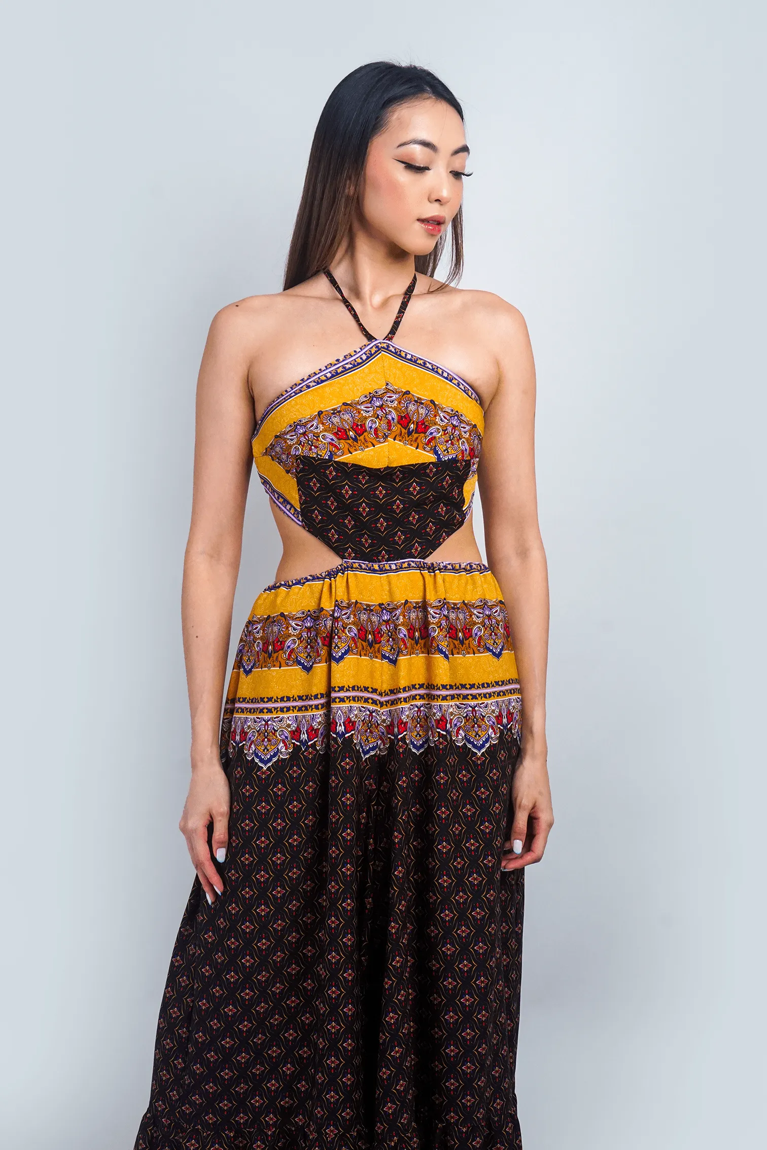 Paisley Print Halter Jumpsuit