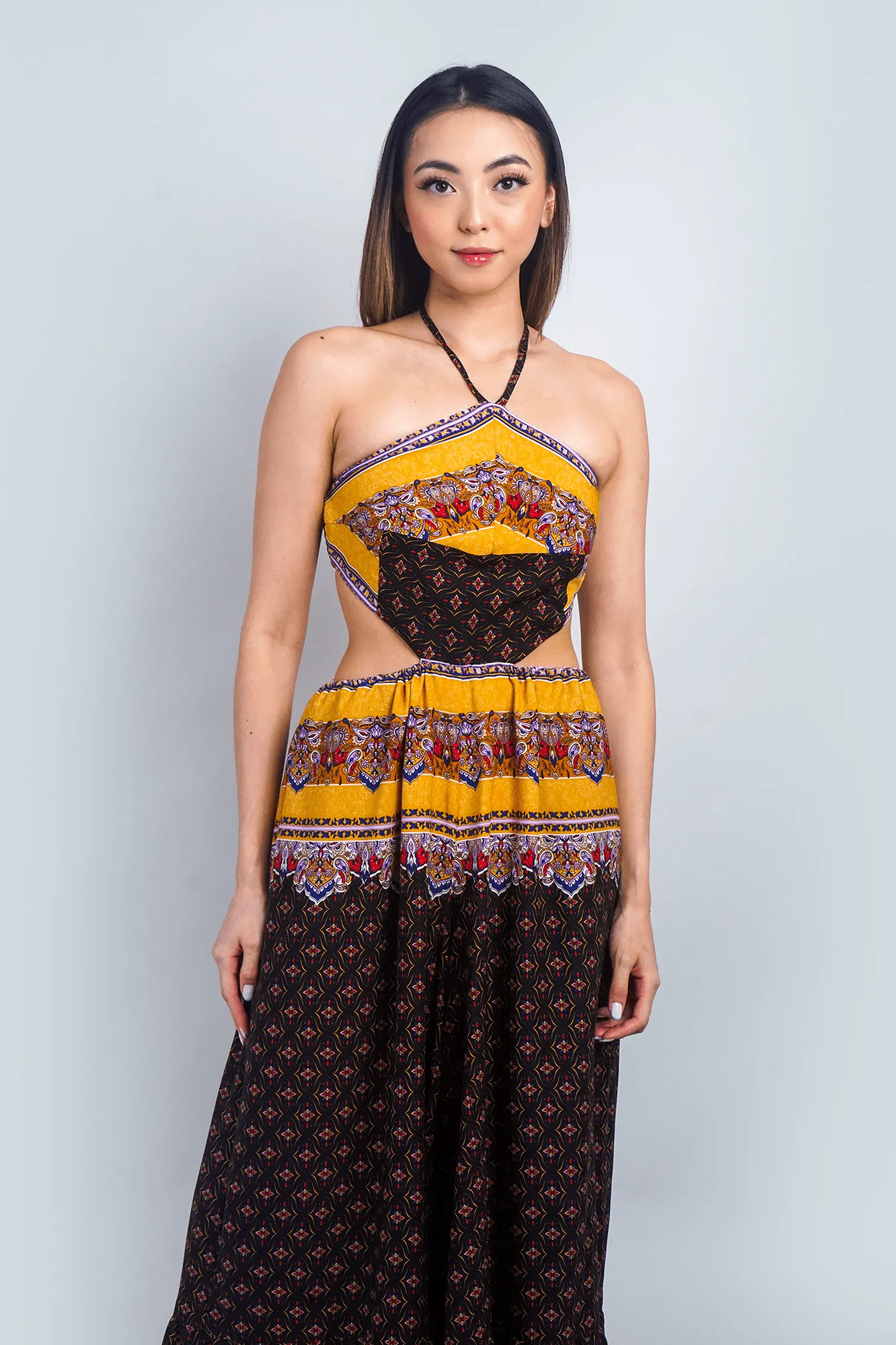 Paisley Print Halter Jumpsuit