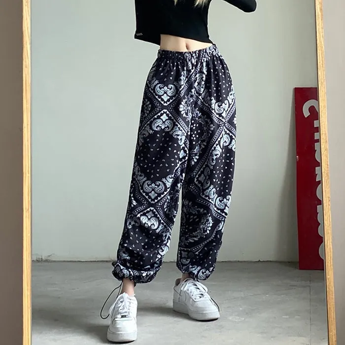 Paisley Print Streetwear Loose Sweatpants