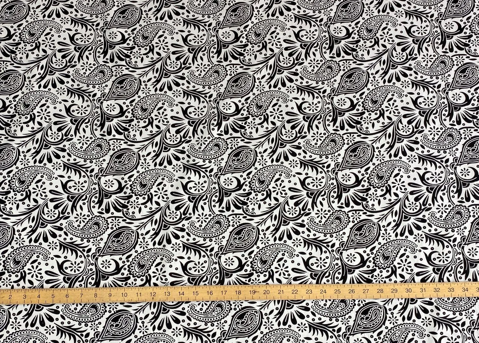 Paisley Teardrop - Monochrome Cotton Poplin