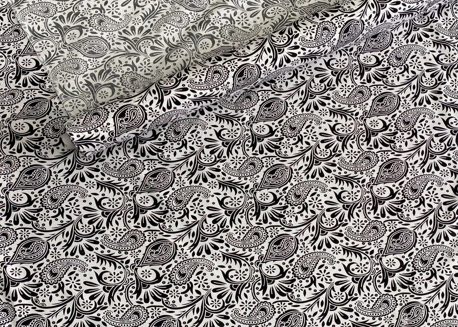 Paisley Teardrop - Monochrome Cotton Poplin