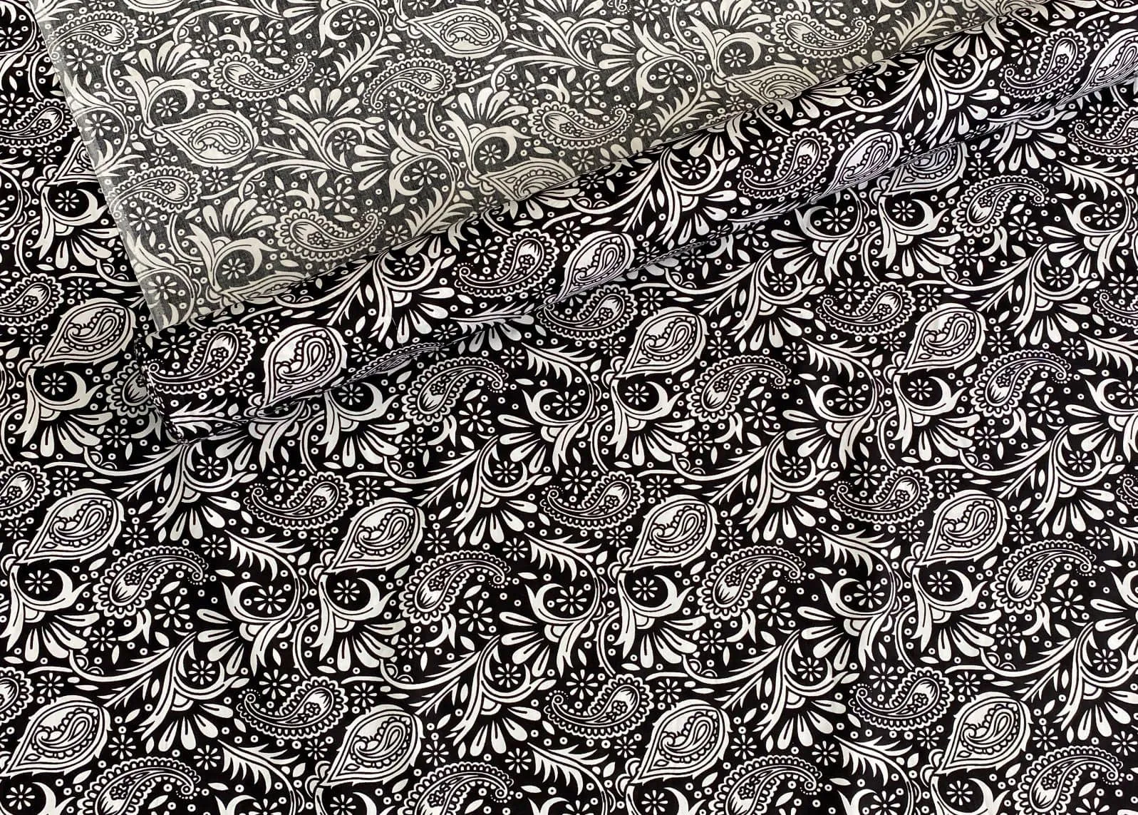 Paisley Teardrop - Monochrome Cotton Poplin