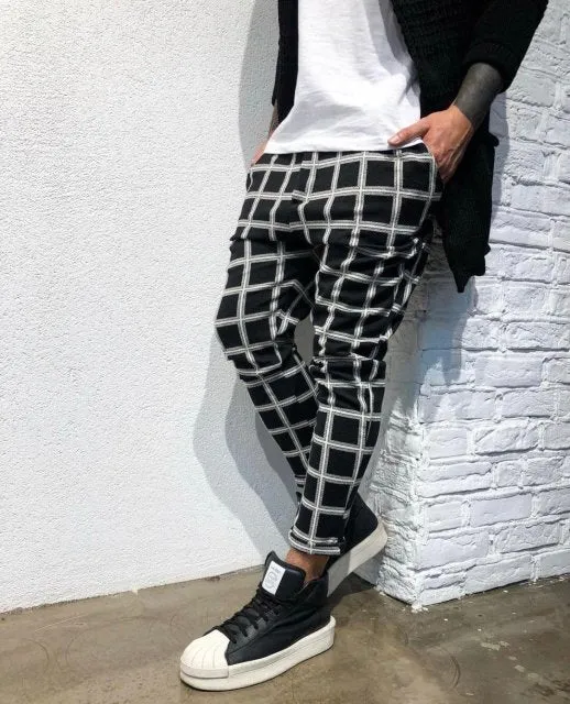 Pants Men Joggers Sweatpants Autumn Streetwear Trousers Plaid Casual Sports Mens Pants