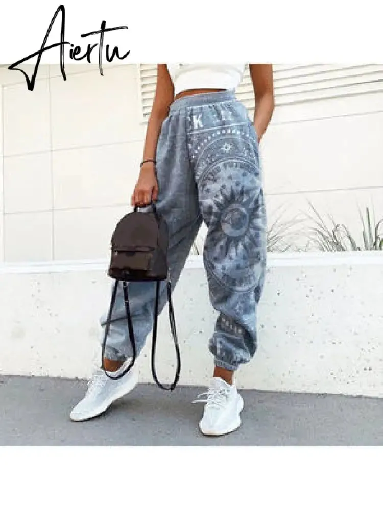 Pants Women Fashion High Waist Wide Leg Sweatpants Autumn Streetwear Casual Elastic Patchwork Joggers Woman Soft Trousers