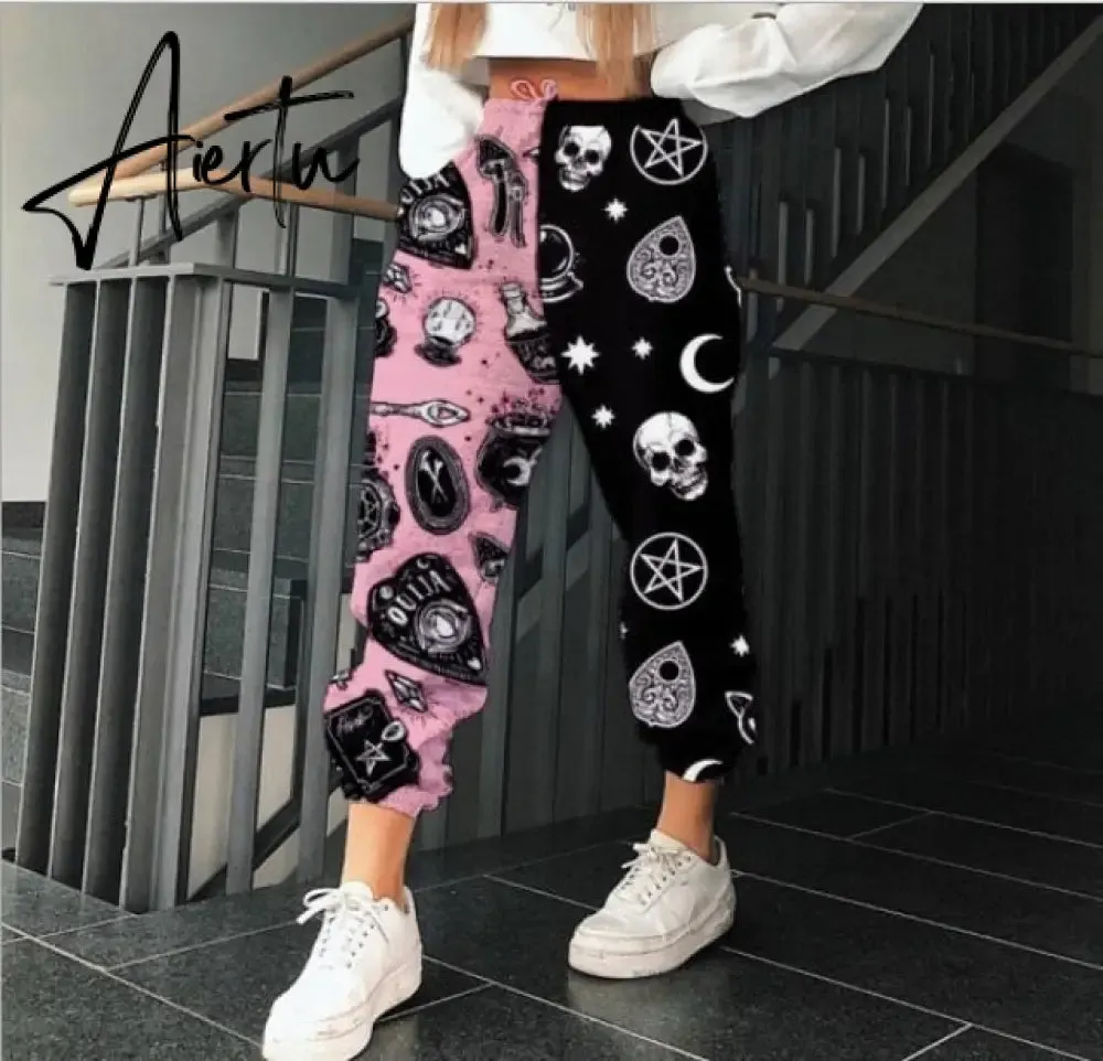 Pants Women Fashion High Waist Wide Leg Sweatpants Autumn Streetwear Casual Elastic Patchwork Joggers Woman Soft Trousers